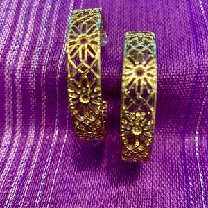 Lane Bryant Gold Filigree Hoop Earrings